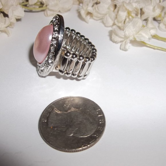 Ring, Pink Ring, Pearl Ring, Pink Pearl Ring, Ring, Adjustable Ring, Ring C107 - Picture 4 of 5
